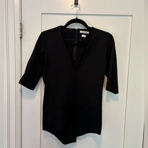 Aritzia Babaton deep-v short sleeve bodysuit